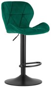 Scaun de bar verde WEST VELVET cu picior negru