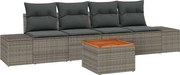 vidaXL Set de canapele pentru grădină cu pernă 5 pcs Gri Rattan poli