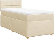 vidaXL Pat box spring cu saltea, crem, 80x200 cm, textil