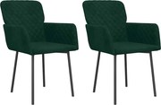 vidaXL Scaune de bucătărie, 2 buc., verde închis, catifea
