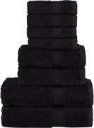 vidaXL Set de prosoape premium SOLUND, 8 piese, negru, 600 g/m²