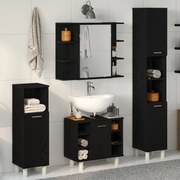 vidaXL Set de mobilier pentru baie 4 pcs Negru 30 x 30 x 179.5 cm