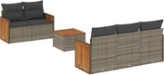 vidaXL Set mobilier grădină cu perne, 6 piese, gri, poliratan