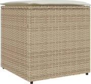 vidaXL Cutie pentru perne cu depozitare Bej 50 x 50 x 50 cm poliratan