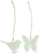 IB Laursen Pasare din metal si fluture agatata pe sfoara de iuta GREEN TEA