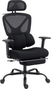 HOMCOM Scaun de birou ergonomic, cu suport lombar dinamic și suport pentru picioare, 73x75x120-128 cm, negru | Aosom Romania