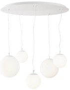 Lustra cu 5 pendule design modern Basic form alb