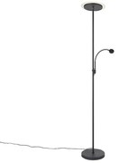 Lampa de podea moderna neagra inclusiv LED cu brat de citit - Chala