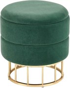 Taburet MINTY, stofa catifelata, verde inchis, cu spatiu de depozitare