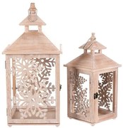 Set felinare de lemn Fulgi 2 buc., natural