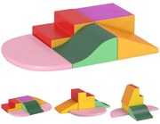 HOMCOM Set de Joacă pentru Copii 1-3 Ani cu 6 Piese de Construcție, 150x100x24 cm, Multicolor | Aosom Romania