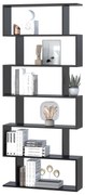 Biblioteca Design Modern in forma de S, din Lemn, cu 6 Rafturi, Negru, 80x23x192cm HOMCOM | Aosom Romania