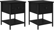 vidaXL Noptieră 2 pcs Stejar Negru 34 x 35,5 x 45 cm Lemn compozit