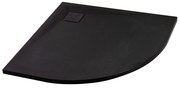 Cagliari Black 80x80x2,6 cm tăviță de duș semicirculară, SMC, cu sifon inclus