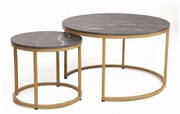 Set mese de cafea Dion - Marmura neagra/Auriu
