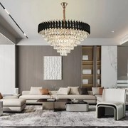 Candelabru Cristal, Raven 80cm Negru cu Auriu