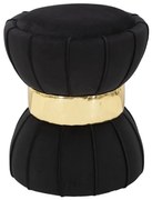 Taburet negru din catifea si lemn de Pin, Flower Mauro Ferretti