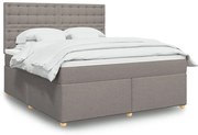 vidaXL Pat continental cu saltea, gri taupe, 180x200 cm, textil