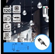 Aigostar - Ghirlandă LED de Crăciun pentru exterior, 120 LED / 6W / 230V, 8 funcții, 3 x 0,6 m, IP44, alb rece, telecomandă inclusă