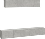 vidaXL Set dulap TV, 4 piese, gri beton, lemn prelucrat