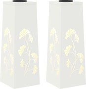 vidaXL Lumină LED Solară pentru Alei 2 pcs Alb Oțel laminat la rece