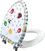 Capac wc pentru toaleta copii, alb cu imprimeu colorat, duroplast, Sapho Kid