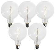 Set de 5 Becuri LED E27 Estompabile Filament Spiralat G125 4W 270 lm 2700K