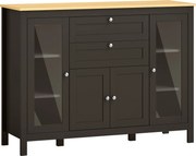 HOMCOM Bufet mobilier de depozitare 1 dulap cu uși duble 2 dulapuri cu uși din sticlă 2 sertare raft reglabil 120x40x90cm negru | Aosom Romania