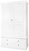 Dulap alb din lemn masiv de pin, 3 sertare, aspect vintage, Oslo