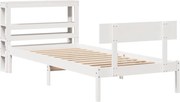 vidaXL Cadru de pat fără saltea, alb, 90x200 cm, lemn masiv pin
