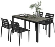 Outsunny Set de servit masa pentru gradina din 5 piese, Masa si 4 scaune stivuibile pentru exterior, cadru din otel, Negru