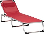 Outsunny șezlong pliabil de grădină cu pernă pentru cap, șezlong cu spătar reglabil în 4 trepte, pat de camping, suport până la 120 kg, pentru exterior/park/grădină, roșu | Aosom Romania