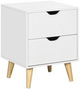 HOMCOM Noptieră masă de noapte cu 2 sertare, stil scandinav pentru dormitor, sufragerie, 40 x 35 x 50,5 cm, alb | Aosom Romania