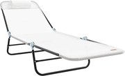 vidaXL Șezlong pliabil Crem 182 x 55 x 85,5 cm Textilenă