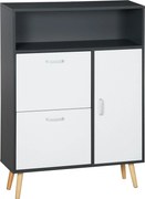 HOMCOM Pantofar Spațios cu 2 Uși Rabatabile și Raft Deschis, Design Modern, Gri și Alb | Aosom Romania