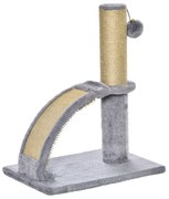 PawHut Copac de Zgâriat pentru Pisici cu Arc de Masaj și Minge Suspendată, 34x24x43 cm, Gri | Aosom Romania