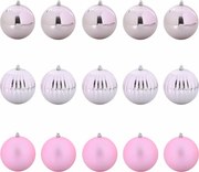 vidaXL Set de globuri de Crăciun XL 15 pcs Roz Plastic