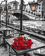 Pictura pe numere cu un cadru "Trandafiri pe masă" 50x40 cm