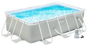 Outsunny Piscină Supraterană cu Pompă de Filtrare și Cadru de Oțel 291x190x75cm Gri Rezistentă și Ușor de Asamblat pentru Grădină | Aosom Romania