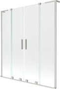 Mexen Velar L Duo paravan de baie cu 2 panouri glisante 150 x 150 cm, transparent, nichel satinat - 896-150-003-02-97