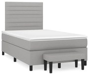 vidaXL Pat box spring cu saltea, gri deschis, 120x190 cm, textil