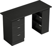 HOMCOM Birou de Calculator Modern, Masa de Lucru cu 3 Sertare și Raft pentru Depozitare, Design Elegant, Negru | Aosom Romania