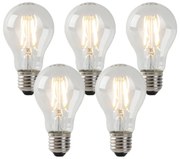 Set de 5 becuri LED E27 transparente 3W 250lm 2200K