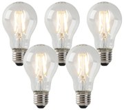 Set de 5 lămpi cu filament LED E27 sticlă transparentă 3W 250 lm 2200K