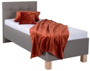 Pat tapițat MARIA ONE, 90x200 cm, cu spațiu de depozitare, fără saltea, culoare taupe