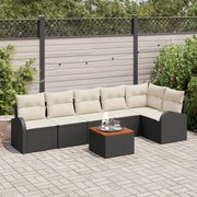 vidaXL Set de canapele pentru grădină 7 pcs Negru Rattan poli