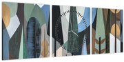Tablou - Abstracție geometrică naturală II. (cu ceas) (90x30 cm)