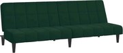 vidaXL Canapea extensibilă cu 2 locuri, verde închis, catifea