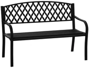 Outsunny Băncuță de Grădină pentru 2 Persoane, din Oțel și Fontă, Design Elegant, Rezistentă, Negru | Aosom Romania