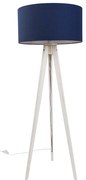 Lampă de podea trepied albă cu abajur din material textil albastru închis 50 cm - Tripod Classic